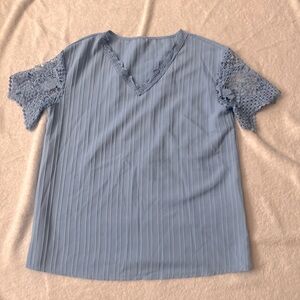 lace light blue shirt, dressy, shein, medium